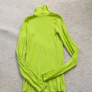 COS Lime Green fine knit Turtleneck Long Sleeve Top